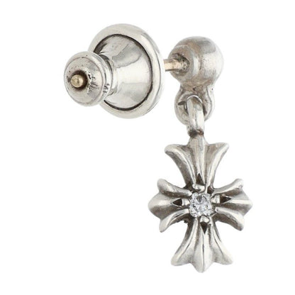 Chrome Hearts Tny CH Pls Dia Tiny Ech Plus Drop 1 Diamond Silver Earrings — view 2