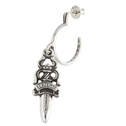 Chrome Hearts No5 Dagger 5 Daga Hoop Silver Earrings