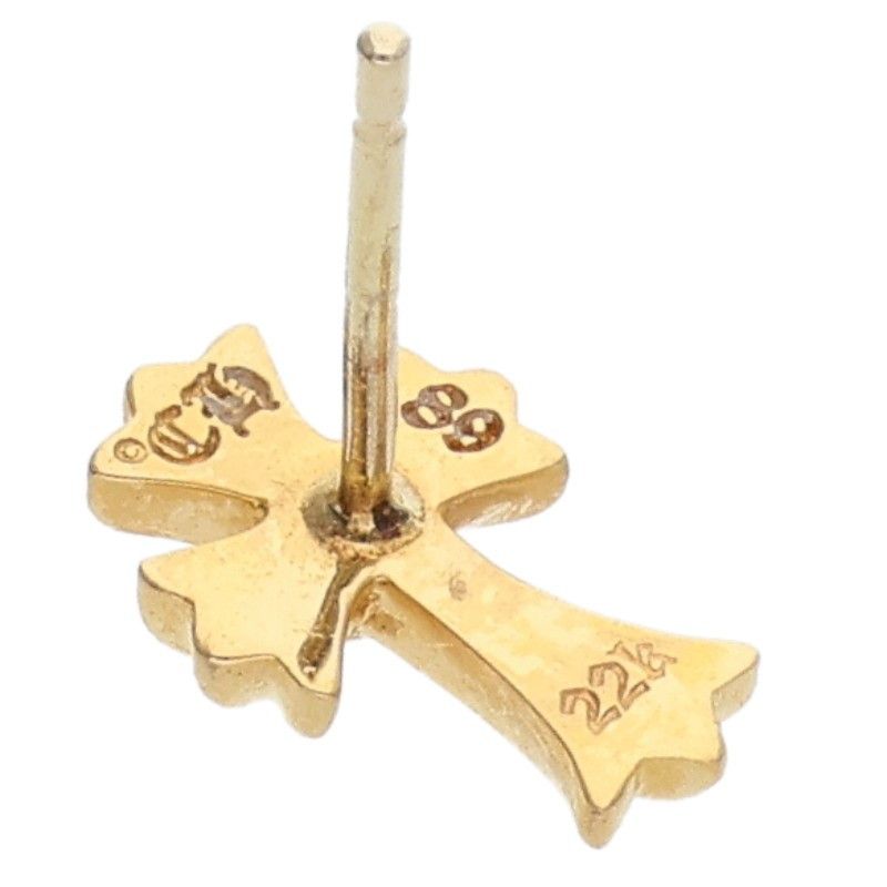 Chrome Hearts 22k CH Crss 2 Fat CH Cross Fat Stud Gold Earrings — view 3