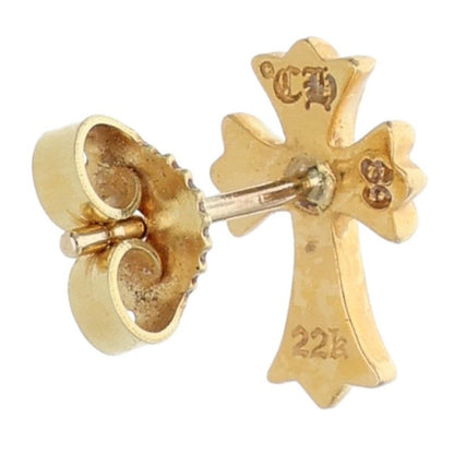 Chrome Hearts 22k CH Crss 2 Fat CH Cross Fat Stud Gold Earrings — view 2
