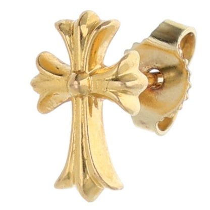 Chrome Hearts 22k CH Crss 2 Fat CH Cross Fat Stud Gold Earrings