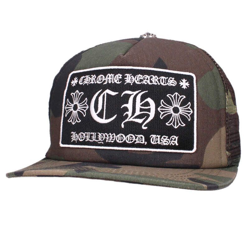 Chrome Hearts One Trucker Cap Truck Khaki Cap CH Camouflage Mesh Hat with Patch