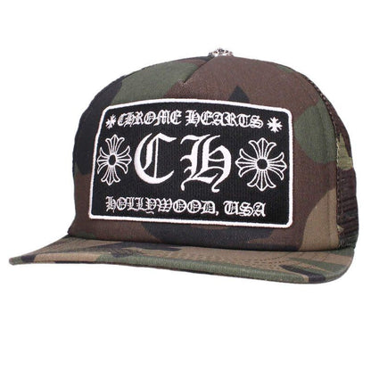 Chrome Hearts One Trucker Cap Truck Khaki Cap CH Camouflage Mesh Hat with Patch