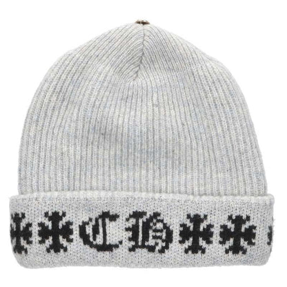 Chrome Hearts Big Daddy Cross Button CH Plus Embroidery Cashmere Knit Hat — view 2