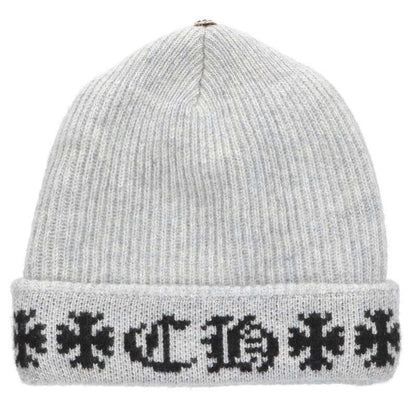 Chrome Hearts Big Daddy Cross Button CH Plus Embroidery Cashmere Knit Hat