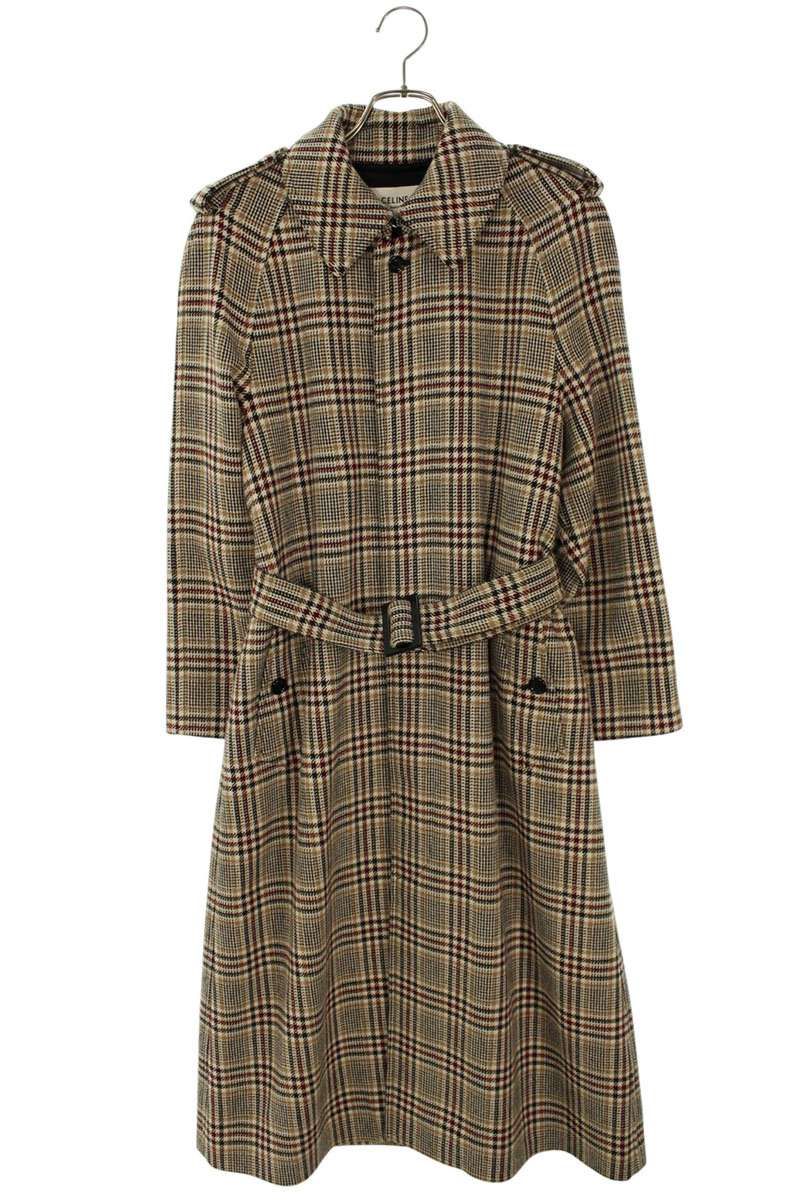 Celine Checkered Coat with Belt 36