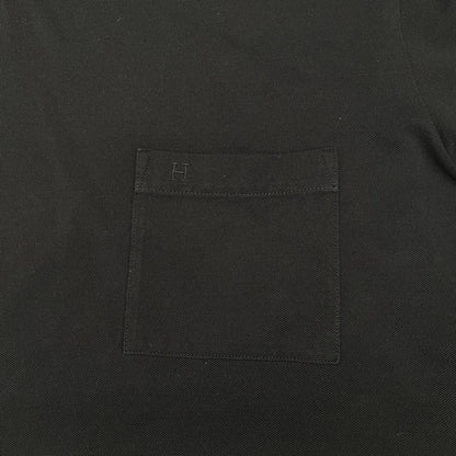 Hermes Embroidery Cotton Pique Crew Neck T-Shirt Black Short Sleeve Top — view 6