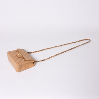 Chanel Mini Quilted Chain Shoulder Bag Caviar Leather Gold Beige — view 5
