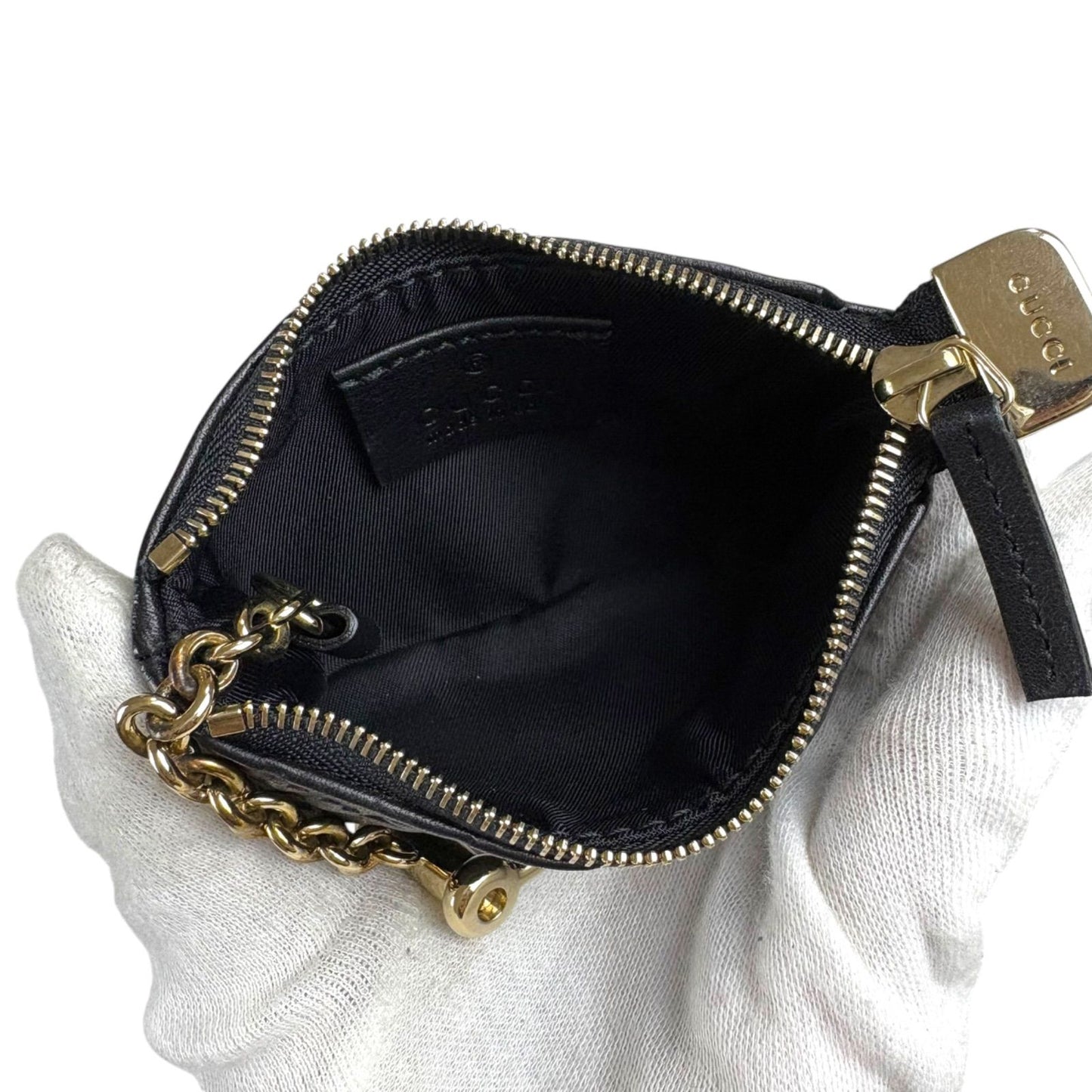 Gucci Micro Guccissima Key Ring Coin Purse Mini Wallet Black — view 8