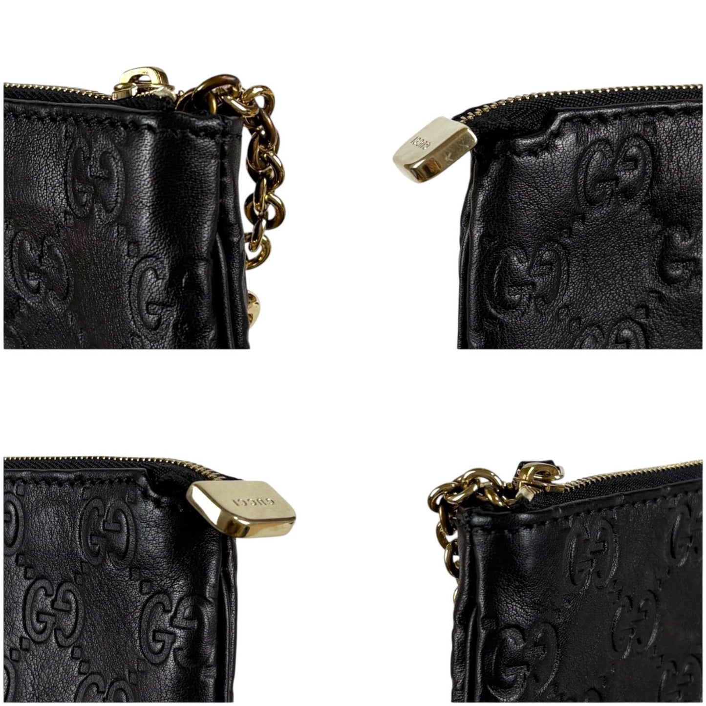 Gucci Micro Guccissima Key Ring Coin Purse Mini Wallet Black — view 6