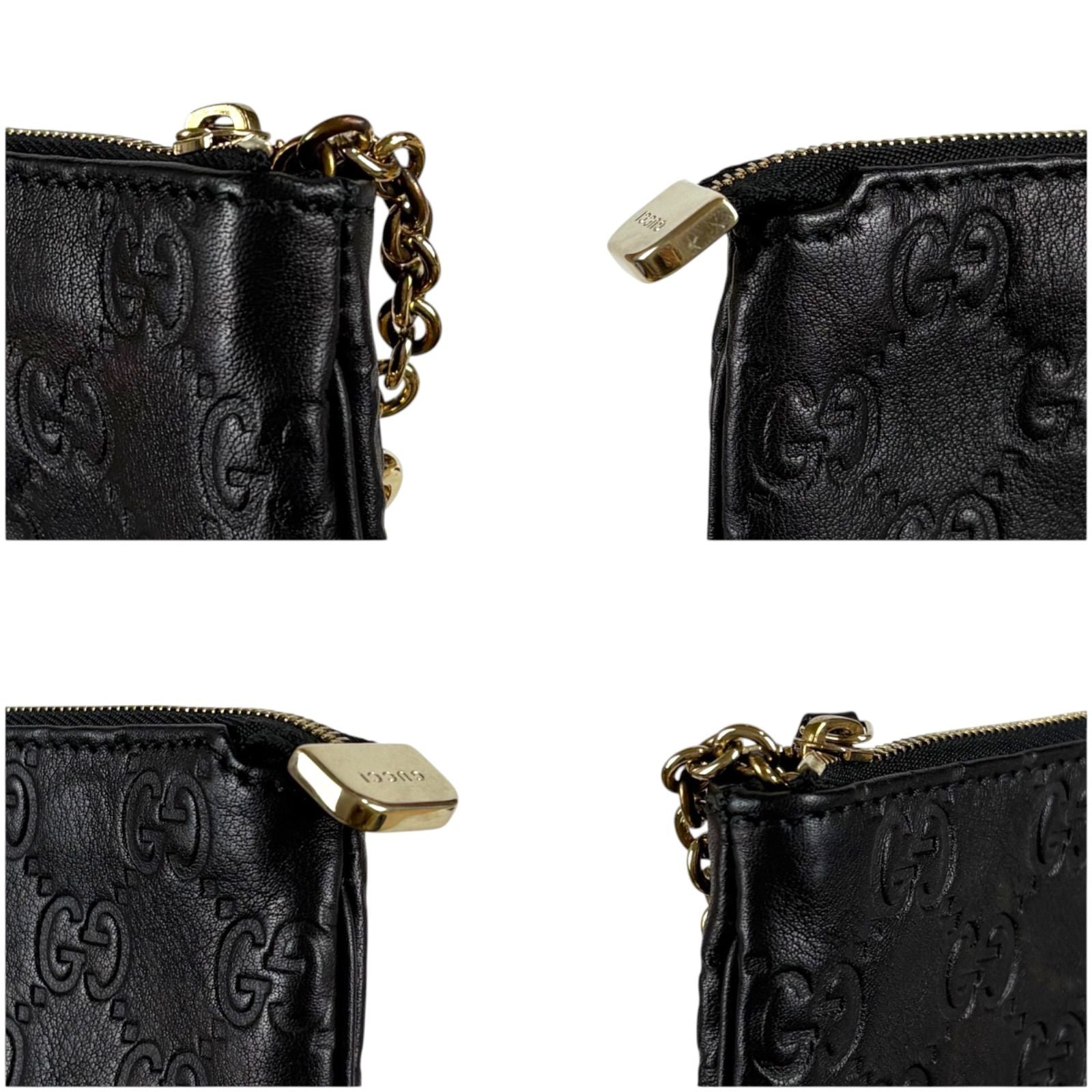 Gucci Micro Guccissima Key Ring Coin Purse Mini Wallet Black — view 6