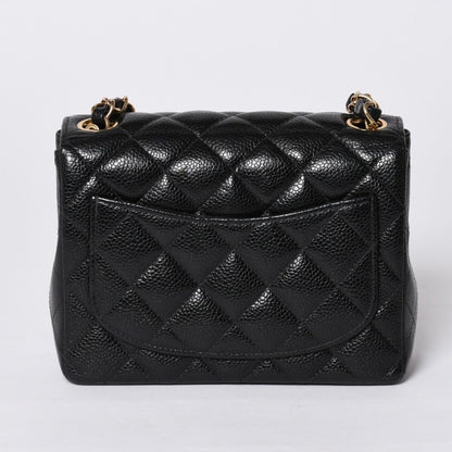 Chanel Mini Quilted Chain Shoulder Bag Caviar Leather Gold Black — view 2