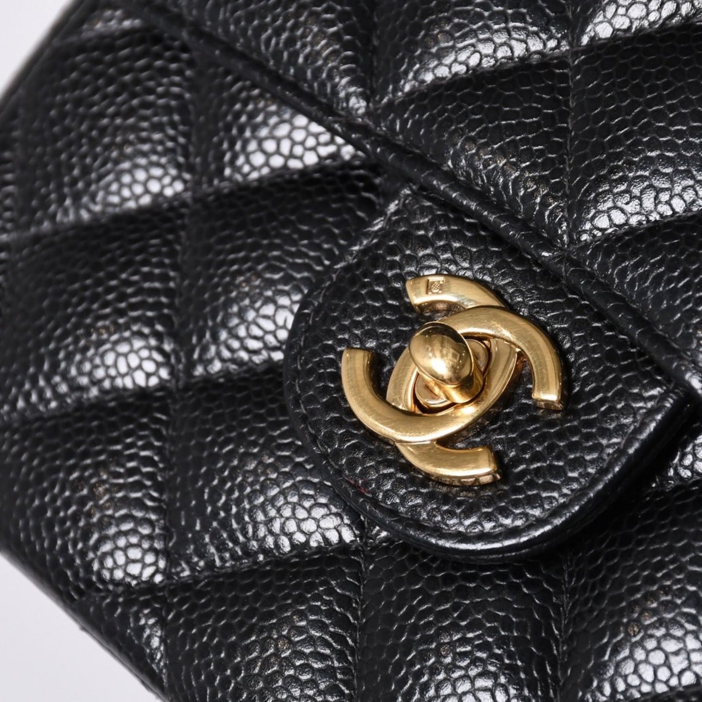 Chanel Mini Quilted Chain Shoulder Bag Caviar Leather Gold Black — view 5