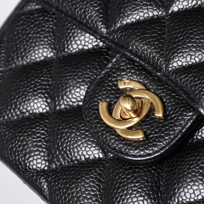 Chanel Mini Quilted Chain Shoulder Bag Caviar Leather Gold Black — view 5
