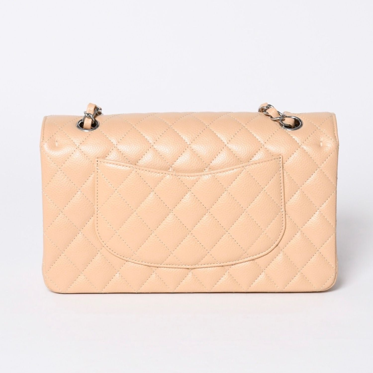 Chanel Quilted 25 Double Flap Chain Shoulder Bag Caviar Leather Beige Gold — view 3