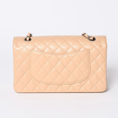 Chanel Quilted 25 Double Flap Chain Shoulder Bag Caviar Leather Beige Gold — view 3