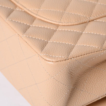Chanel Quilted 25 Double Flap Chain Shoulder Bag Caviar Leather Beige Gold — view 8