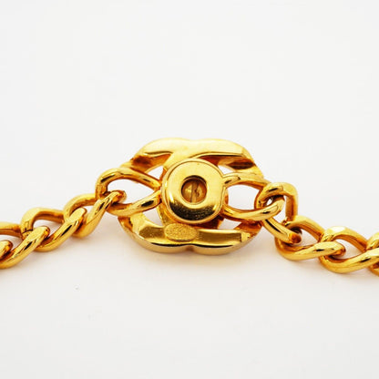 Chanel Necklace Vintage CC Logo Turnlock Gold Plated Line Stone — view 7