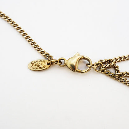 Chanel Necklace CC Logo Camellia Gold Plated Line Stone Faux Pearl Chien — view 4