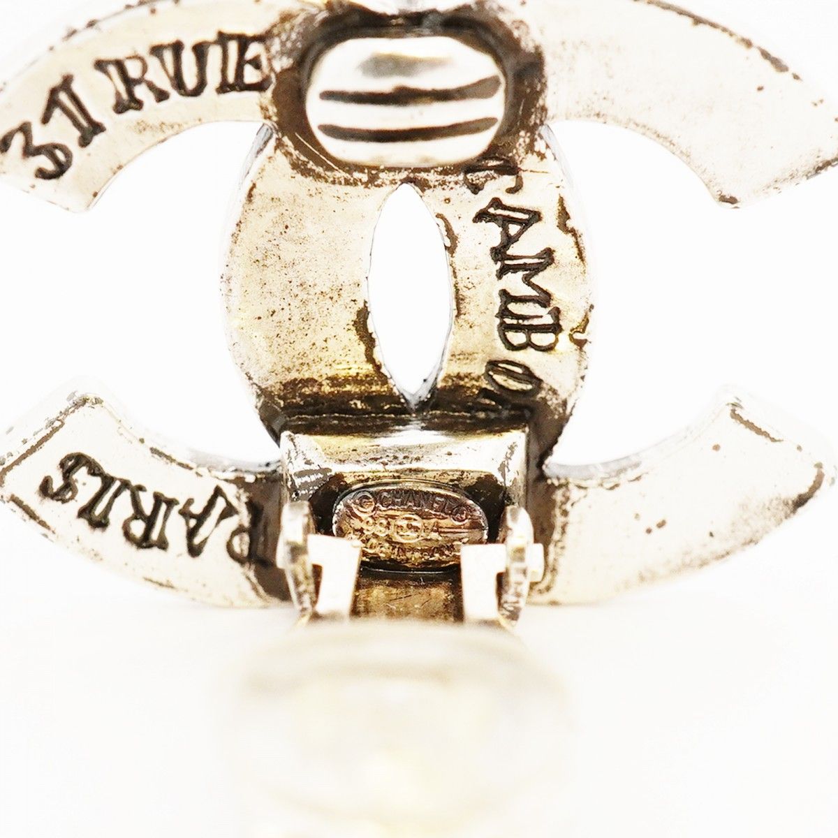 Chanel Earrings Vintage CC Logo Metal Silver — view 4