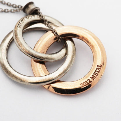 Tiffany & Co Necklace Triple Interlocking 925 Sterling Silver Gold Rubedo — view 8