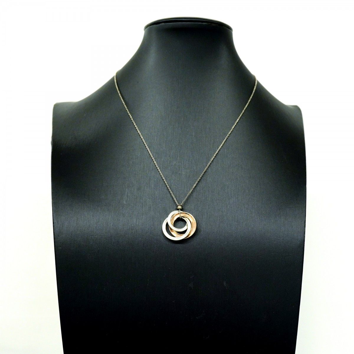 Tiffany & Co Necklace Triple Interlocking 925 Sterling Silver Gold Rubedo — view 9