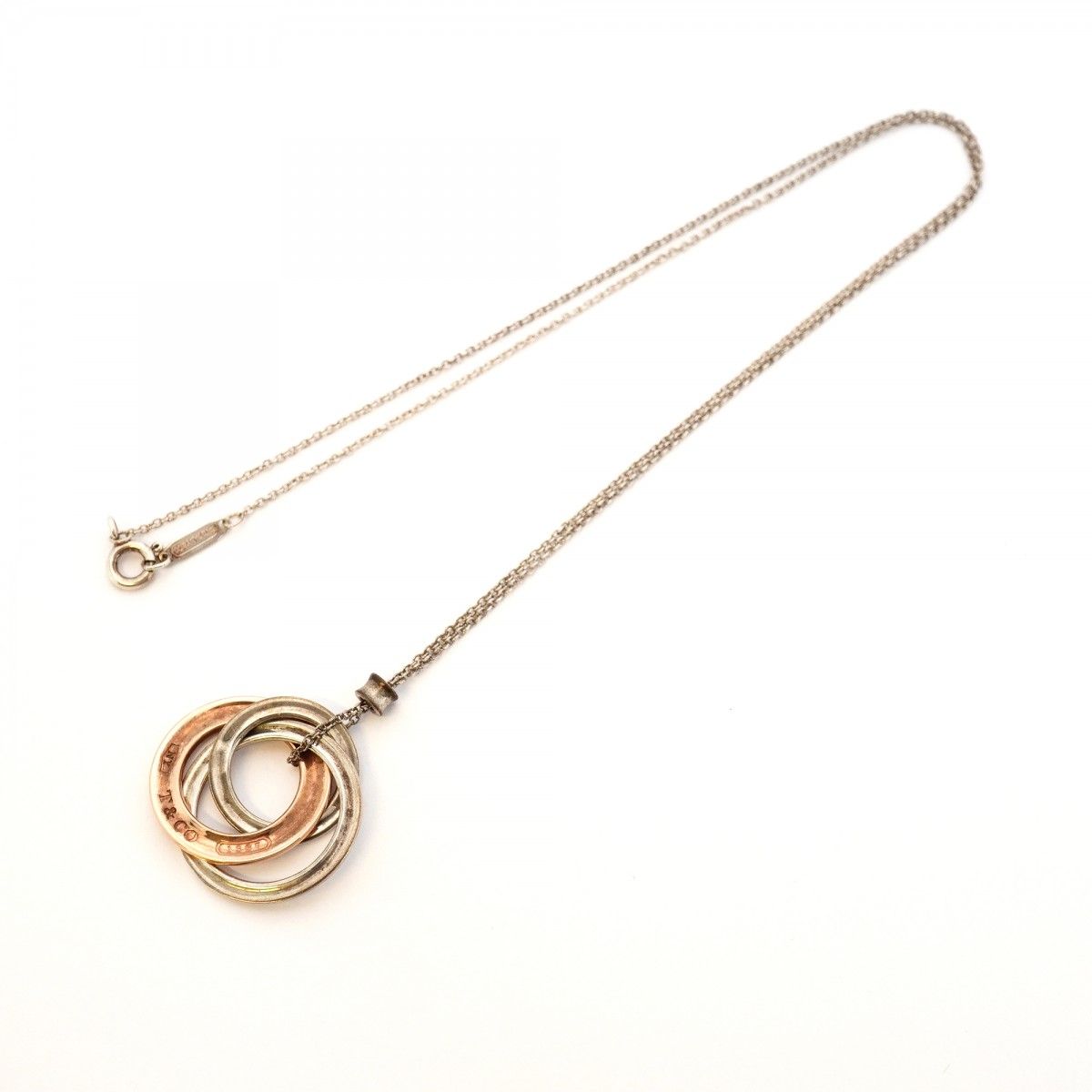 Tiffany & Co Necklace Triple Interlocking 925 Sterling Silver Gold Rubedo — view 3