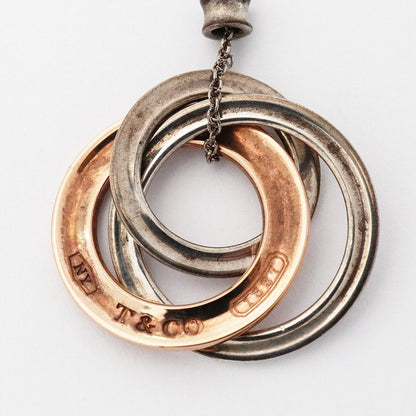 Tiffany & Co Necklace Triple Interlocking 925 Sterling Silver Gold Rubedo — view 6