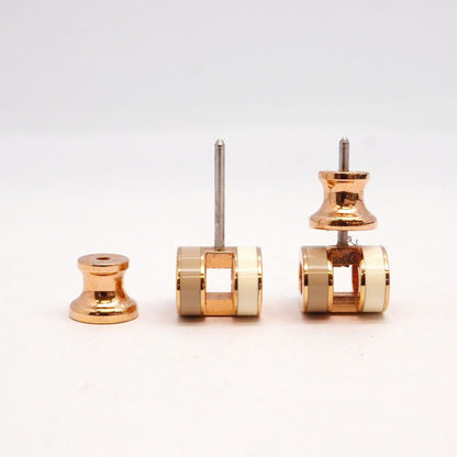 Hermes Earrings Pop Gold Plated White Beige Rose — view 3