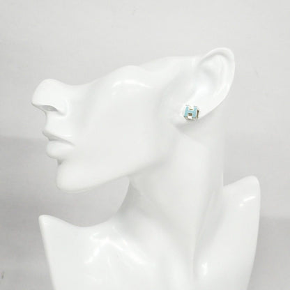 Hermes Earrings Cage Ash Metal Silver Blue — view 6