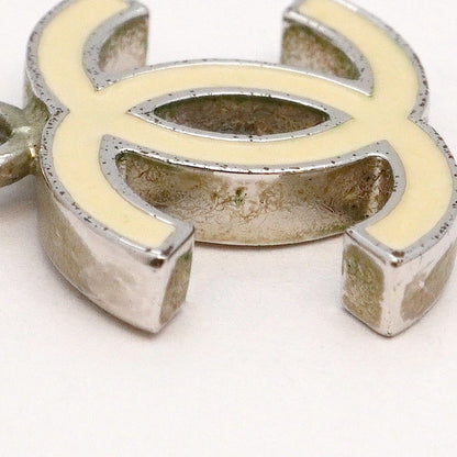 Chanel Necklace CC Logo Metal Silver White — view 7