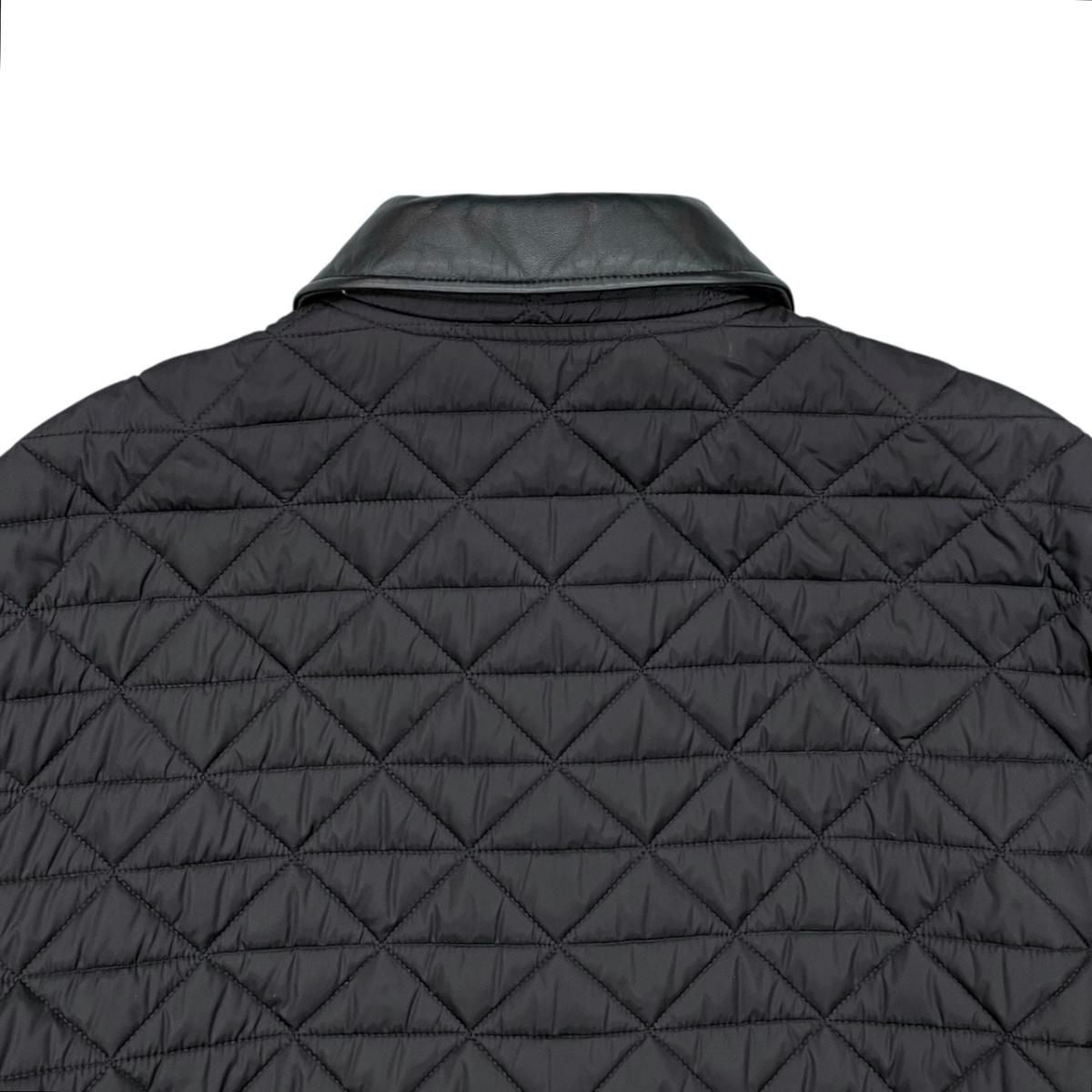 Prada Jacket Quilted 36 Re-Nylon Lambskin Triangle Logo Black Silver — view 5