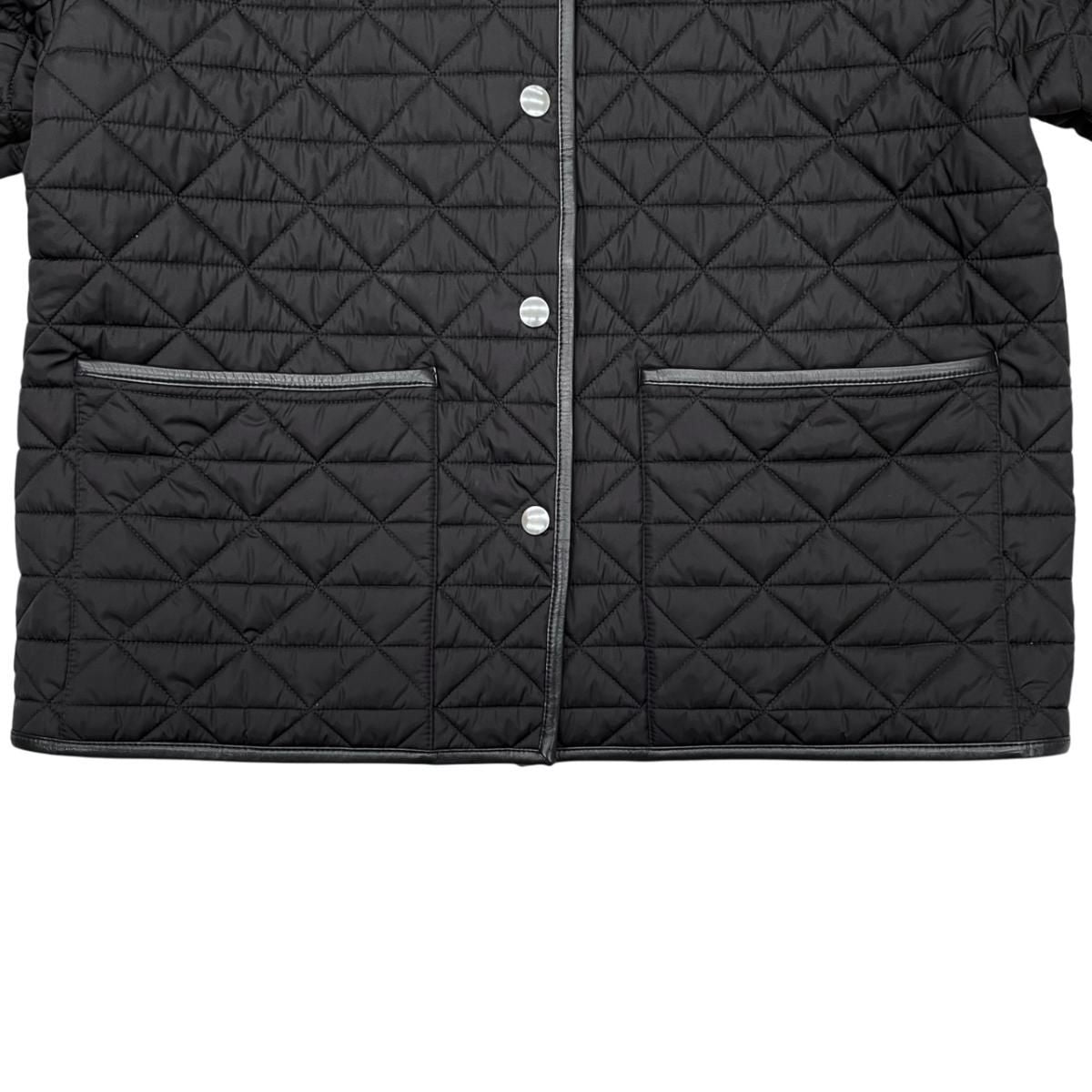 Prada Jacket Quilted 36 Re-Nylon Lambskin Triangle Logo Black Silver — view 4