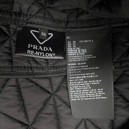 Prada Jacket Quilted 36 Re-Nylon Lambskin Triangle Logo Black Silver — view 9