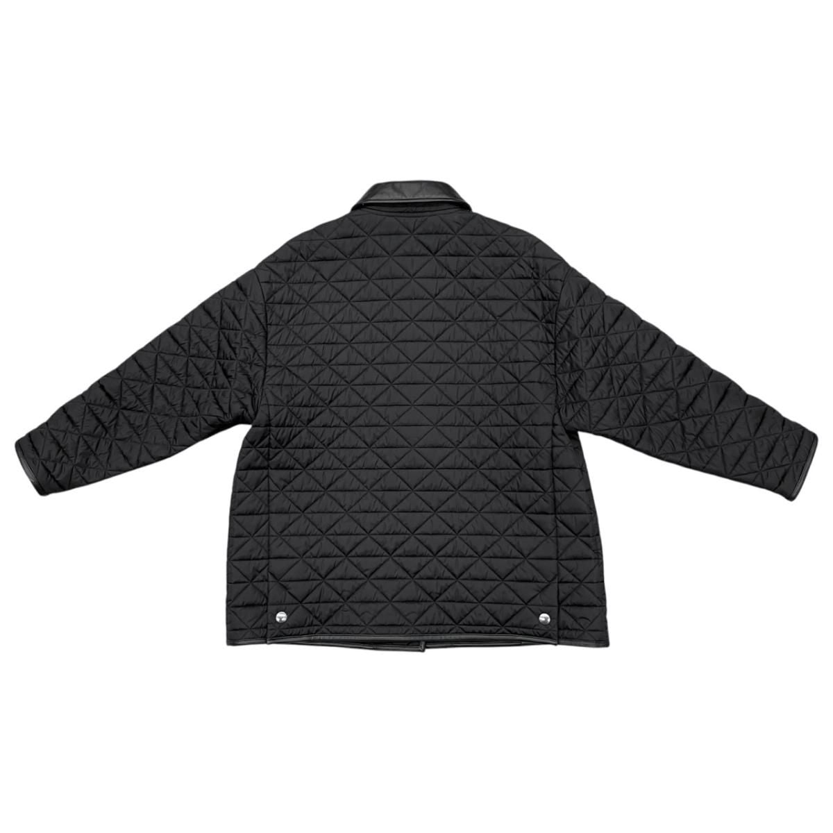 Prada Jacket Quilted 36 Re-Nylon Lambskin Triangle Logo Black Silver — view 2