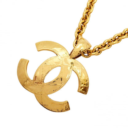 Chanel Necklace Vintage CC Logo Quilted Gold Plated