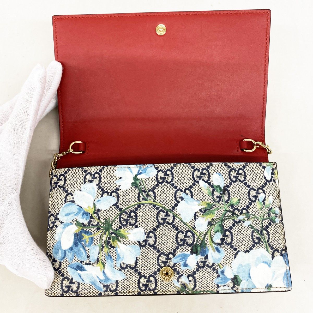 Gucci Shoulder Wallet GG Blue Mus Beige Gold — view 8