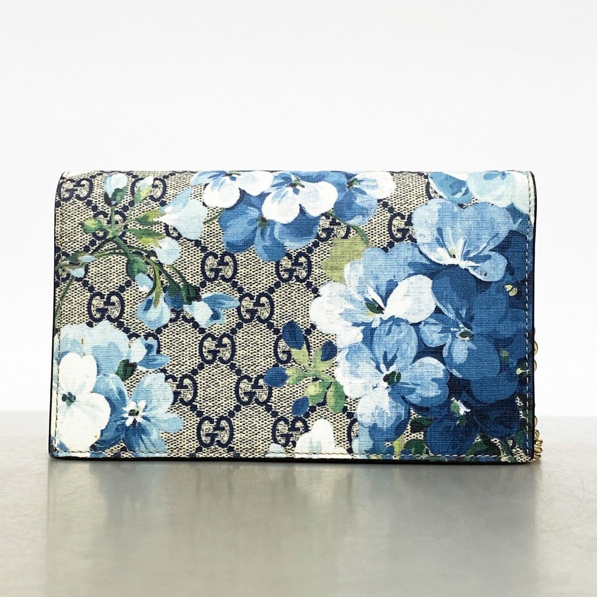 Gucci Shoulder Wallet GG Blue Mus Beige Gold — view 9