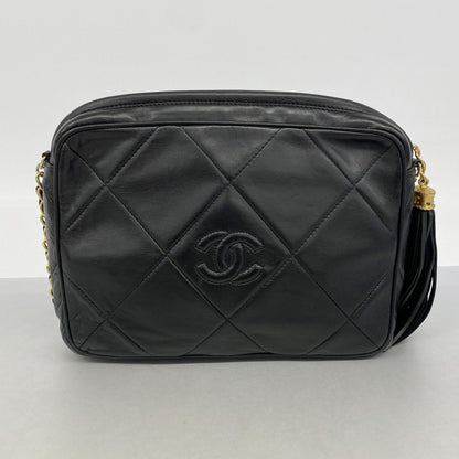 Chanel Shoulder Bag Lambskin Black Gold — view 9