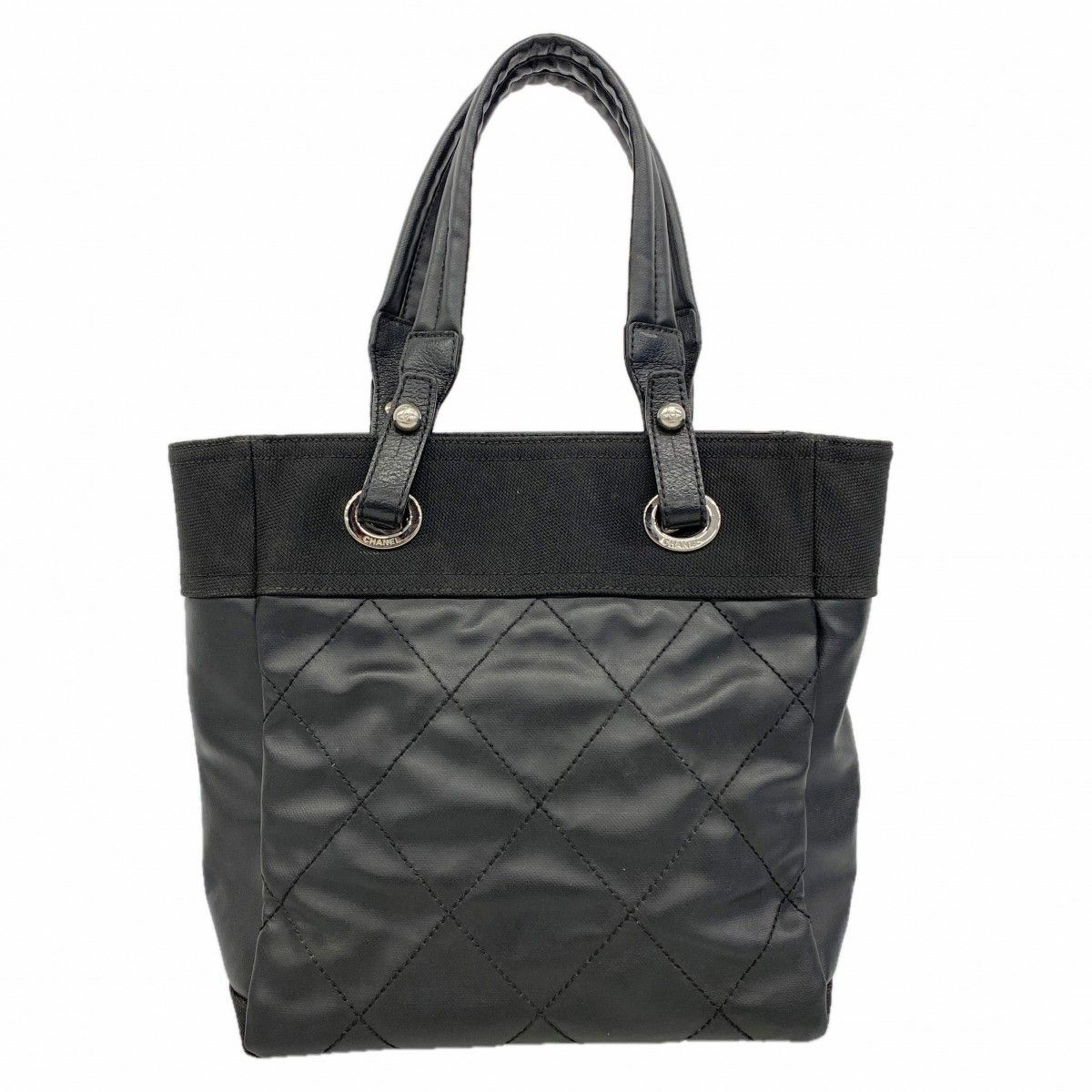 Chanel Tote Paris Biarritz Canvas Black Silver