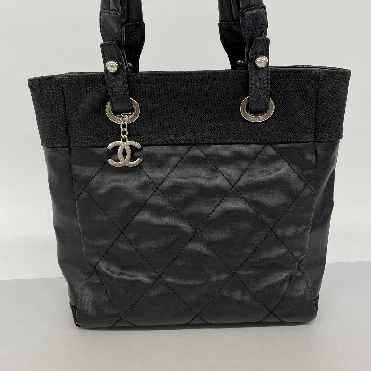 Chanel Tote Paris Biarritz Canvas Black Silver — view 9