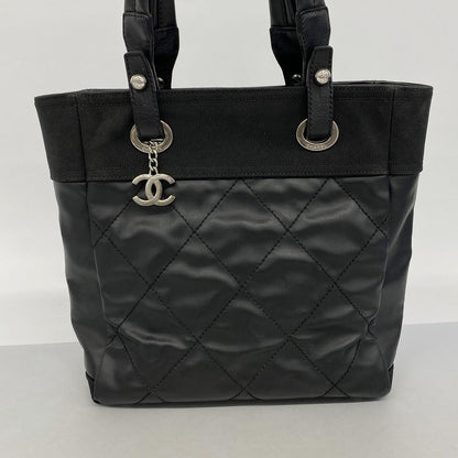 Chanel Tote Paris Biarritz Canvas Black Silver — view 9