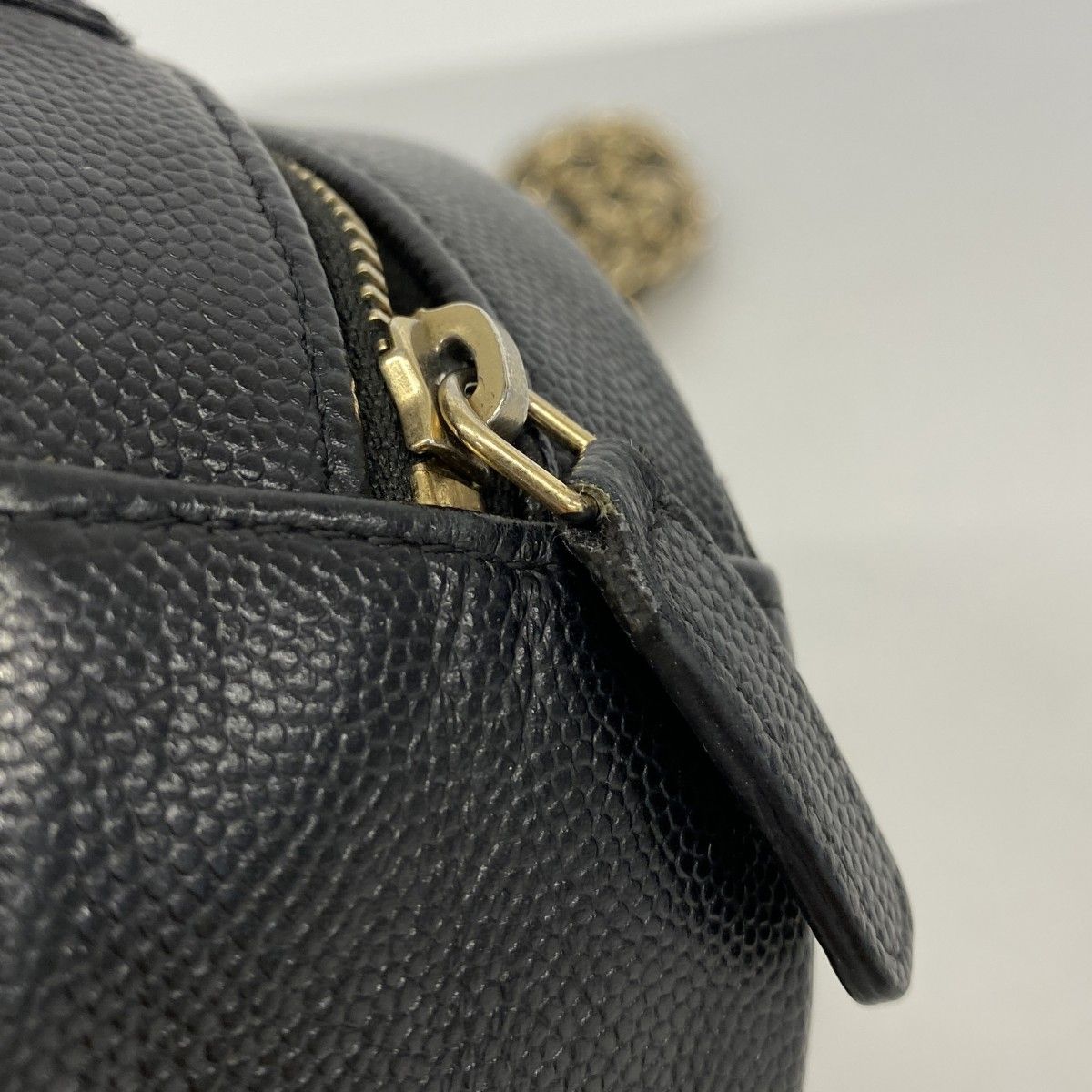 Chanel Shoulder Bag Quilted Caviar Leather Black Gold — view 6