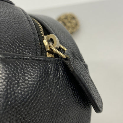 Chanel Shoulder Bag Quilted Caviar Leather Black Gold — view 6