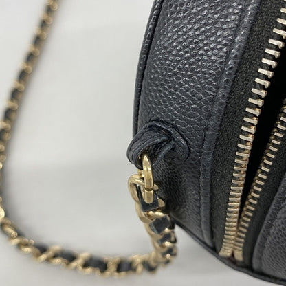 Chanel Shoulder Bag Quilted Caviar Leather Black Gold — view 8