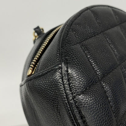 Chanel Shoulder Bag Quilted Caviar Leather Black Gold — view 7