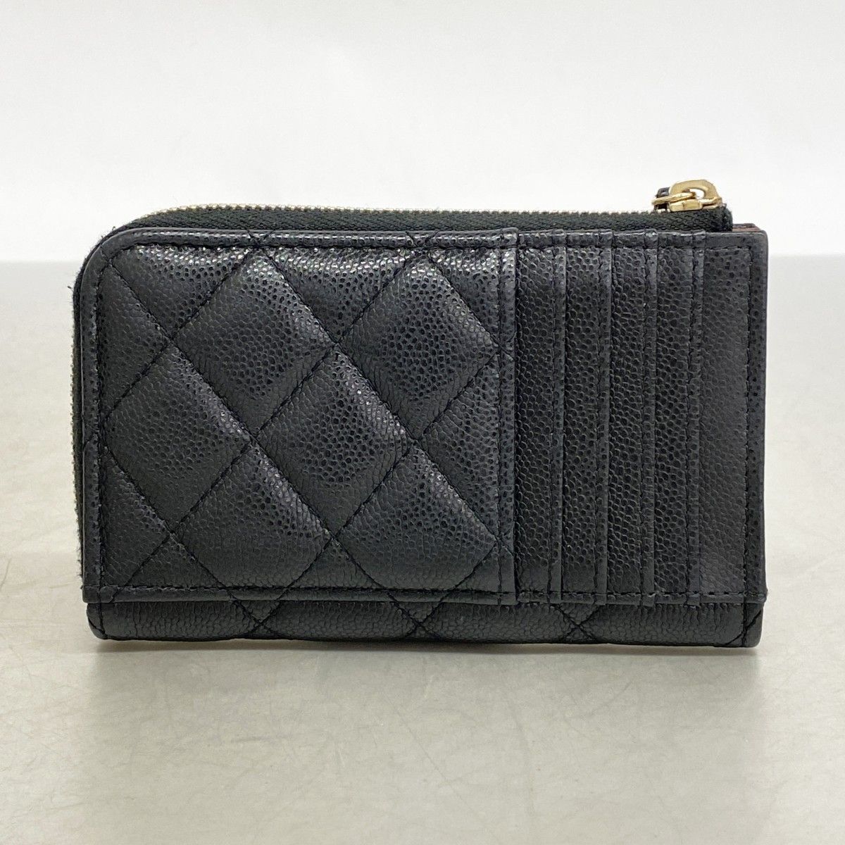 Chanel Coin Case Quilted Caviar Leather Black Gold — view 7