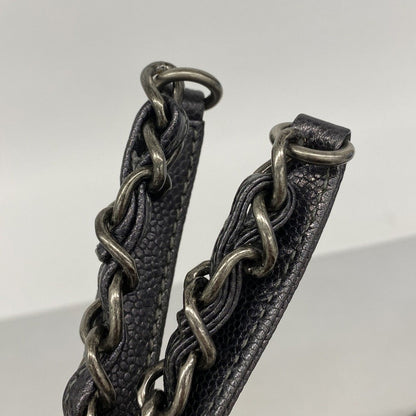 Chanel Chain Tote Quilted Caviar Leather Dark Gray Silver — view 9
