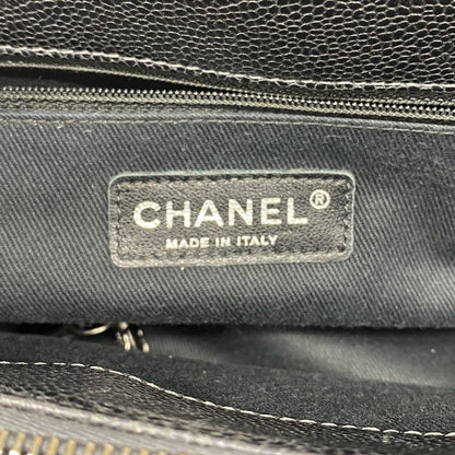 Chanel Chain Tote Quilted Caviar Leather Dark Gray Silver — view 5