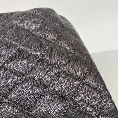 Chanel Chain Tote Quilted Caviar Leather Dark Gray Silver — view 8
